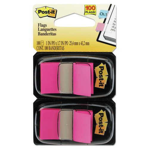 Page Flags | Post-it Flags 680-BP2 Standard Page Flags in Dispenser - Bright Pink (100/Pack) image number 0