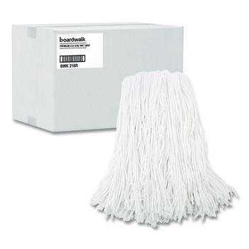 Boardwalk BWK216RCT 16 oz. Rayon Premium Cut-End Wet Mop Heads - White (12/Carton)