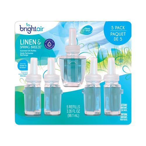 Odor Control | BRIGHT Air BRI900669 0.67 oz. Bottle Electric Scented Oil Air Freshener Refill - Linen and Spring Breeze (5/Pack) image number 0