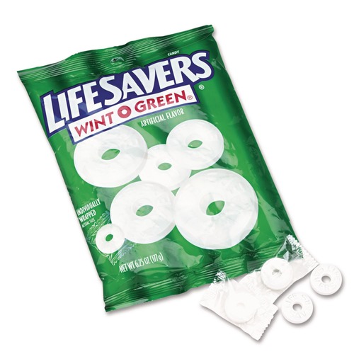 Snacks | LifeSavers NFG885041 6.25 oz. Bag Individually Wrapped Hard Candy Mints - Wint-O-Green image number 0