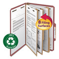 File Folders | Smead 19099 3 in. Expansion Recycled 3-Divider Pressboard Classification Folders, 8 Fasteners - Legal Size/Red Exterior (10/Box) image number 1