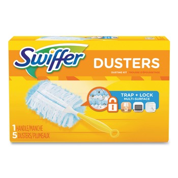  | Swiffer 11804 Dusters Starter Kit with Dust Lock Fiber and 6 in. Handle - Blue/Yellow (6/Carton)