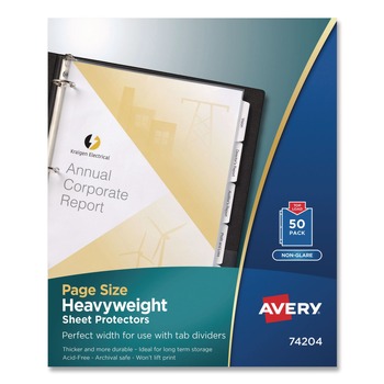 Avery 74204 Non-Glare Top-Load Poly Three-Hole Letter Sheet Protectors (50/Box)