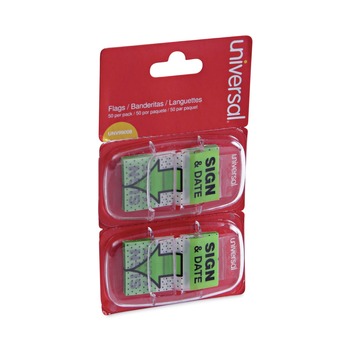 Universal UNV99008 Deluxe "Sign and Date" Message Arrow Flags - Green (100/Pack)