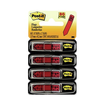Post-it Flags 684-RDSH Arrow Message 0.5 in. Sign Here Page Flags in Dispenser - Red (80/Pack)
