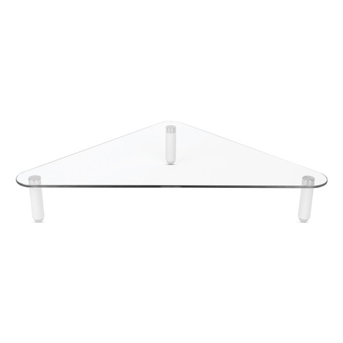 Monitor Stands | Kantek MS390 19.7 in. x 11 in. x 3.25 in. Supports 40 lbs. Glass Corner Monitor Riser - Clear image number 0