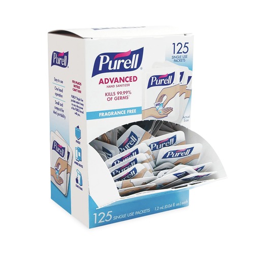 Hand Sanitizers | PURELL 9630-12-125NS-CT 1.2 ml Packet Fragrance-Free Gel Advanced Hand Sanitizer Single Use (1500/Carton) image number 0