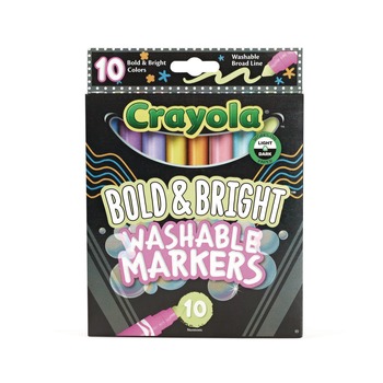 PENS PENCILS AND MARKERS | Crayola 587735 Broad Bullet Tip Bold and Bright Washable Markers - Assorted Colors (10/Box)