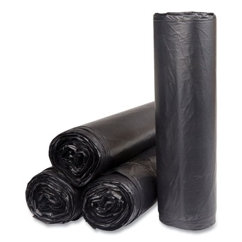 Inteplast Group S404816K 45 gal. 16 microns 40 in. x 48 in. High-Density Interleaved Commercial Can Liners - Black (25 Bags/Roll, 10 Rolls/Carton)