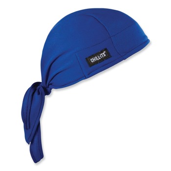 Ergodyne 12481 Chill-Its 6615 One Size Fits Most High-Performance Bandana Doo Rag with Terry Cloth Sweatband - Blue
