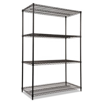 Alera ALESW504824BL 48 in. x 24 in. x 72 in. NSF Certified Industrial Four-Shelf Wire Shelving Kit - Black