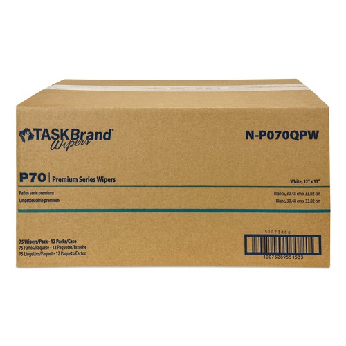Cleaning Cloths | HOSPECO NP070QPW TASKBrand P70 Series Premium Wiper 11 x 13 Unscented (75/Pack, 12 Packs/Carton) image number 0