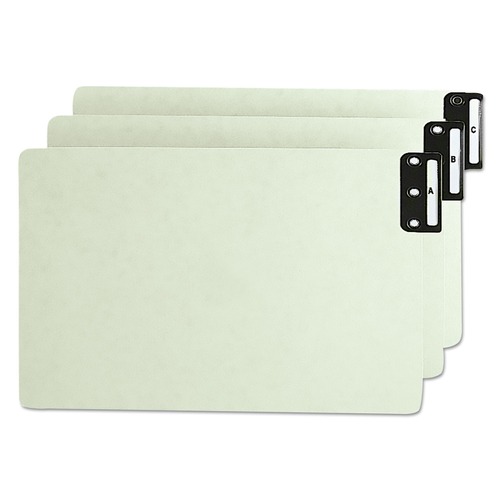 File Folders | Smead 63276 8.5 x 14 100 Percent Recycled End Tab Pressboard Guides with Metal Tabs - Green (1-Set) image number 0