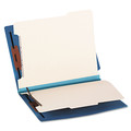File Folders | Smead 26836 2 in. Expansion 2 Dividers 6 Fasteners Letter Size Colored End Tab Classification Folders - Blue (10/Box) image number 4