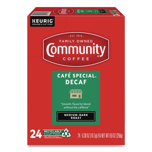 Coffee | Community Coffee 5000374327 Coffee K-Cups - Cafe Special Decaf (24/Box) image number 0