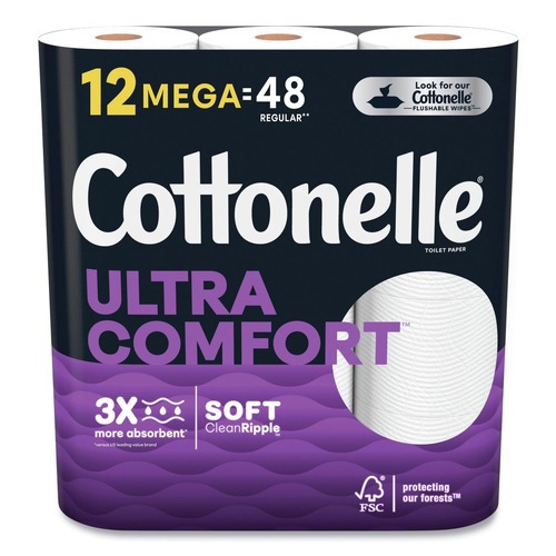 Toilet Paper | Cottonelle 55494 Ultra ComfortCare 2-Ply Septic Safe Mega Rolls Soft Tissue Toilet Paper - White (48/Carton) image number 0