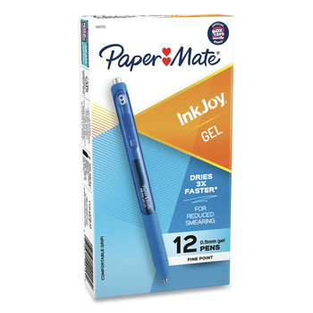  | Paper Mate 1951722 0.5 mm InkJoy Fine Retractable Gel Pen - Blue Ink/Blue Barrel (1-Dozen)