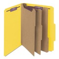 File Folders | Smead 14098 8 SafeSHIELD Fasteners 3 Dividers Letter Size 8-Section Pressboard Top Tab Classification Folders - Yellow (10/Box) image number 0