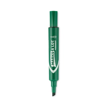 Avery 07885 Broad Chisel Tip Regular Desk-Style MARKS A LOT Permanent Marker - Green (1-Dozen)