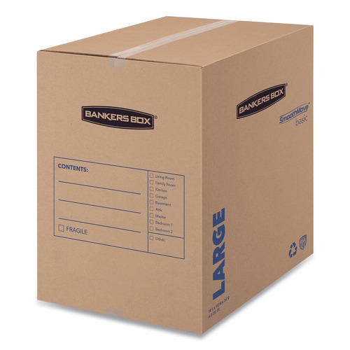 Boxes & Bins | Bankers Box 7714001 SmoothMove 18 in. x 18 in. x 24 in. Basic Moving/Storage Boxes - Large, Brown/Blue (15/Carton) image number 0