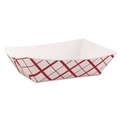 Food Trays, Containers, and Lids | SCT SCH 0425 7.2 in. x 4.95 in. x 1.94 in. 3 lbs. Capacity Paper Food Baskets - Red/White (500/Carton) image number 0