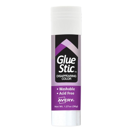 Adhesives & Glues | Avery 00226 1.27 oz Permanent Glue Stic - Applies Purple, Dries Clear image number 0