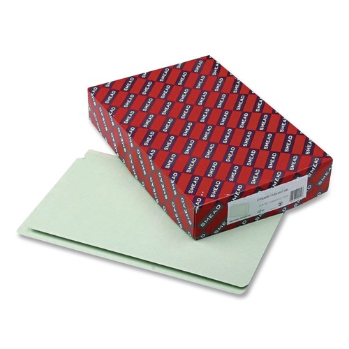 File Folders | Smead 29210 Extra-Heavy Recycled Pressboard Straight End Tab Folders - Legal, Gray/Green (25/Box) image number 0