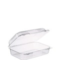 Food Trays, Containers, and Lids | Dart C40UT1 StayLock 6.81 in. x 9.4 in. x 3.1 in. Oblong Plastic Hinged Lid Containers - Clear (250/Carton) image number 3