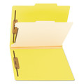 File Folders | Smead 13704 2 in. Expansion Top Tab Classification Folders with 4 SafeSHIELD Fasteners - Letter Size/Yellow Exterior (10/Box) image number 1