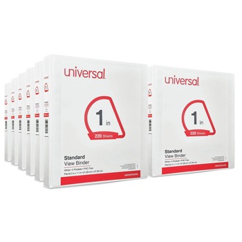 BINDERS AND BINDING SUPPLIES | Universal UNV207421PK 11 x 8.5 1 in. Capacity Slant D-Ring View Binder, 3 Rings - White (12/Carton)