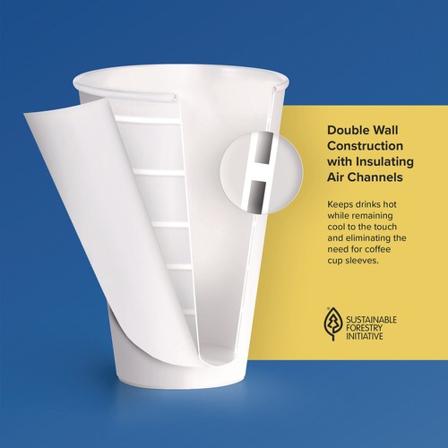 Cups and Lids | SOLO DWTG16W Thermoguard 16 oz Sustainable Forest Print Insulated Paper Hot Cups - White (600/Carton) image number 0