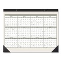Back to School Sale | AT-A-GLANCE SK32G00 12 Month: Jan 2026 to Dec 2026 22 in. x 17 in. Recycled Monthly Desk Pad - Sand/Green Sheets, Black Binding/Black Corners image number 1