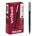 Pens | uni-ball 60153 0.5 mm Stick Roller Ball Pen - Blue Ink/Black/Blue Barrel/Extra-Fine (1-Dozen) image number 0