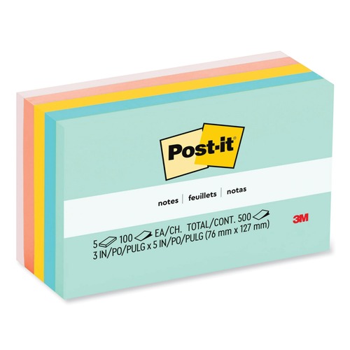 Notebooks & Pads | Post-it Notes 655-AST 3 in. x 5 in. Original Pads - Beachside Cafe Collection Colors (5/Pack) image number 0