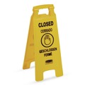 Floor Signs & Safety Signs | Rubbermaid Commercial FG611278YEL 11 in. x 12 in. x 25 in. 2-Sided Multilingual "Closed" Sign - Yellow image number 2
