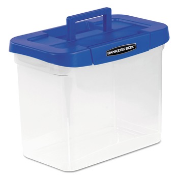  | Bankers Box 0086301 14.25 in. x 8.63 in. x 11.06 in. Heavy-Duty Portable File Box - Clear/Blue