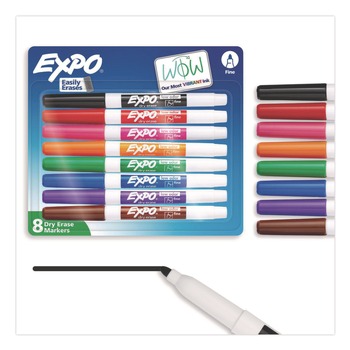 EXPO 86601A Low-Odor Bullet Tip Dry-Erase Marker - Fine/Assorted Colors (8/Set)