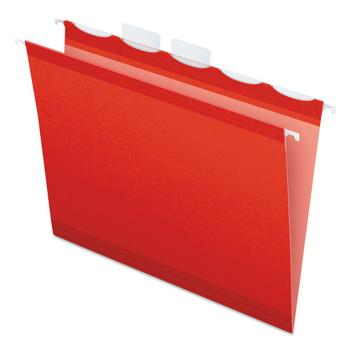 File Folders | Pendaflex 42623 1/5-Cut Ready-Tab Colored Reinforced Letter Size Hanging Folders - Red (25/Box) image number 0