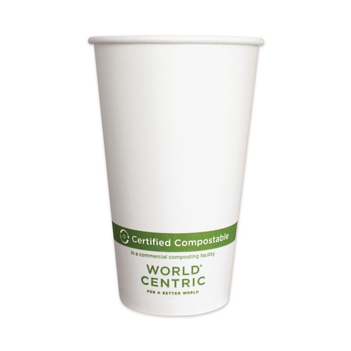 Cups and Lids | World Centric CUPA16 16 oz. Paper Hot Cups - White (1000/Carton) image number 0