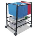 Office Filing Cabinets & Shelves | Advantus 34075 2 Drawers 1 Bin 12.88 in. x 15 in. x 21.13 in. Metal Mobile File Cart with Sliding Baskets - Black image number 3