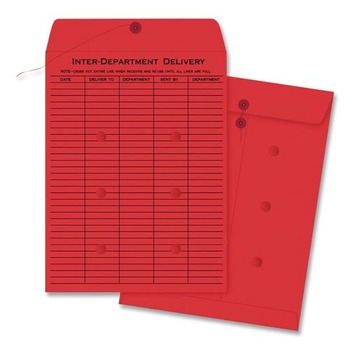 Quality Park QUA63574 10 x 13 Colored Paper String and Button Interoffice Envelope - Red (100/Box)