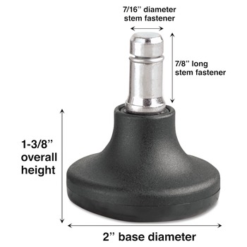 OFFICE CHAIR CASTERS | Master Caster 70178 2 in. x 1.38 in. Glide Grip Ring Type B Stem Low Profile Bell Glides - Matte Black (5/Set)