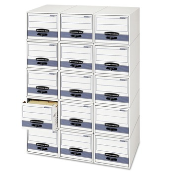 Bankers Box 00306 STOR/DRAWER STEEL PLUS 10.5 in. x 25.25 in. x 6.5 in. Storage Drawers - White/Blue (12/Carton)