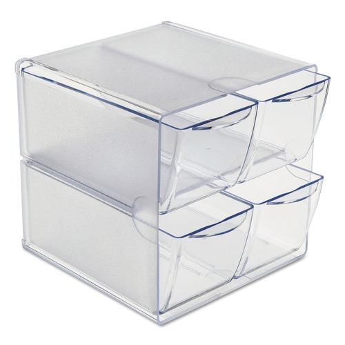 Desktop Organizers | Deflecto 350301 6 in. x 7.2 in. x 6 in. 4 Compartments 4 Drawers Stackable Plastic Cube Organizer - Clear image number 0