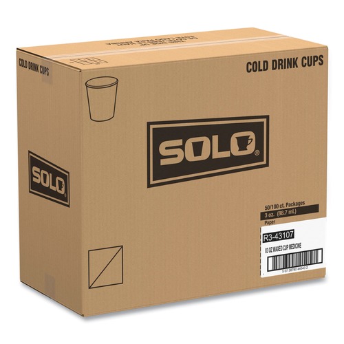 Labor Day Sale | SOLO R3-43107 3 oz. Paper ProPlanet Seal Medical and Dental Graduated Cups - White/Blue (5000/Carton) image number 0