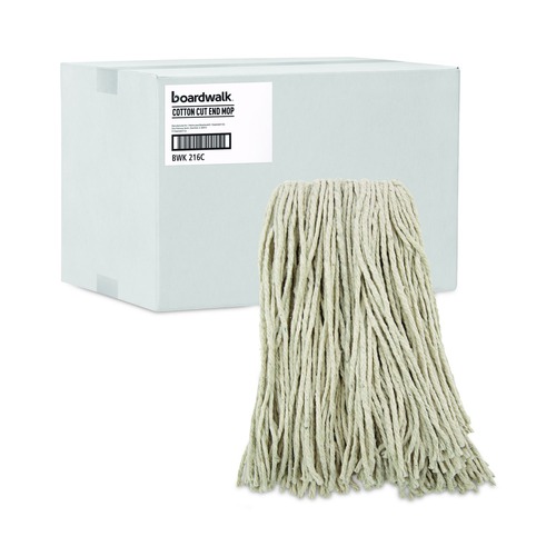 Just Launched | Boardwalk BWK216CCT 16 oz. Cotton Premium Cut-End Wet Mop Heads - White (12/Carton) image number 0