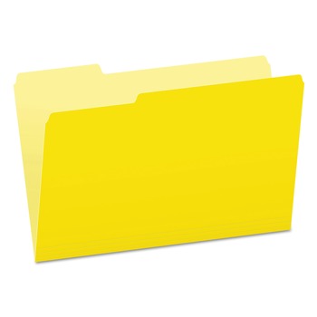 Pendaflex 153 1/3 YEL 1/3-Cut Tabs Assorted Legal Size Colored File Folders - Yellow/Light Yellow (100/Box)
