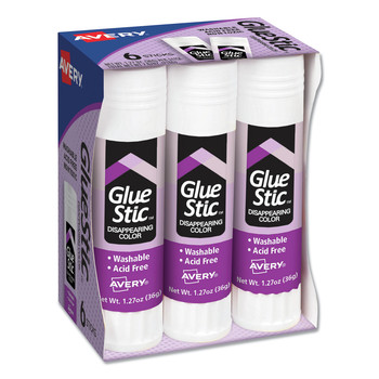 ADHESIVES AND GLUES | Avery 98071 1.27 oz. Permanent Glue Stick Value Pack - Applies Purple/Dries Clear (6/Pack)