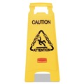 Just Launched | Rubbermaid Commercial FG611200YEL 11 in. x 12 in. x 25 in. Multilingual "Caution" Floor Sign - Bright Yellow image number 2
