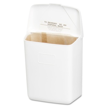 HOSPECO 250-201W 1 Gallon PPC Plastic Wall Mount Sanitary Napkin Receptacle-ABS - White